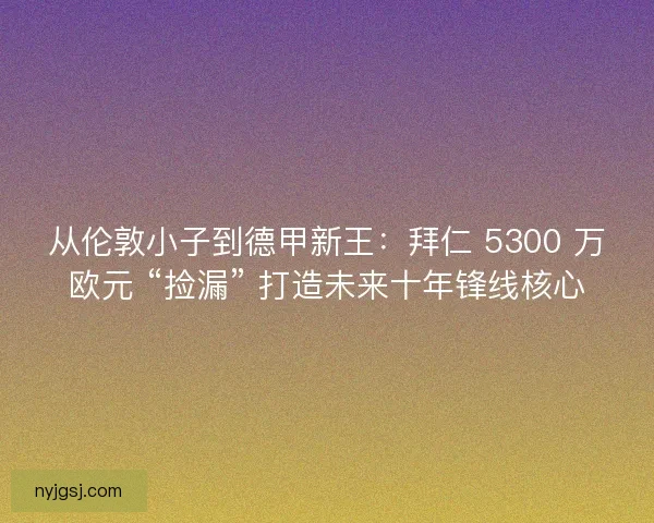 从伦敦小子到德甲新王：拜仁 5300 万欧元 “捡漏” 打造未来十年锋线核心